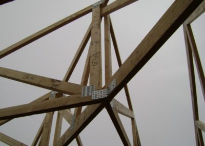 Prefabrykowana konstrukcja dachu.