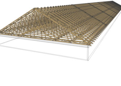 projekt 3d wiązarów na budynku